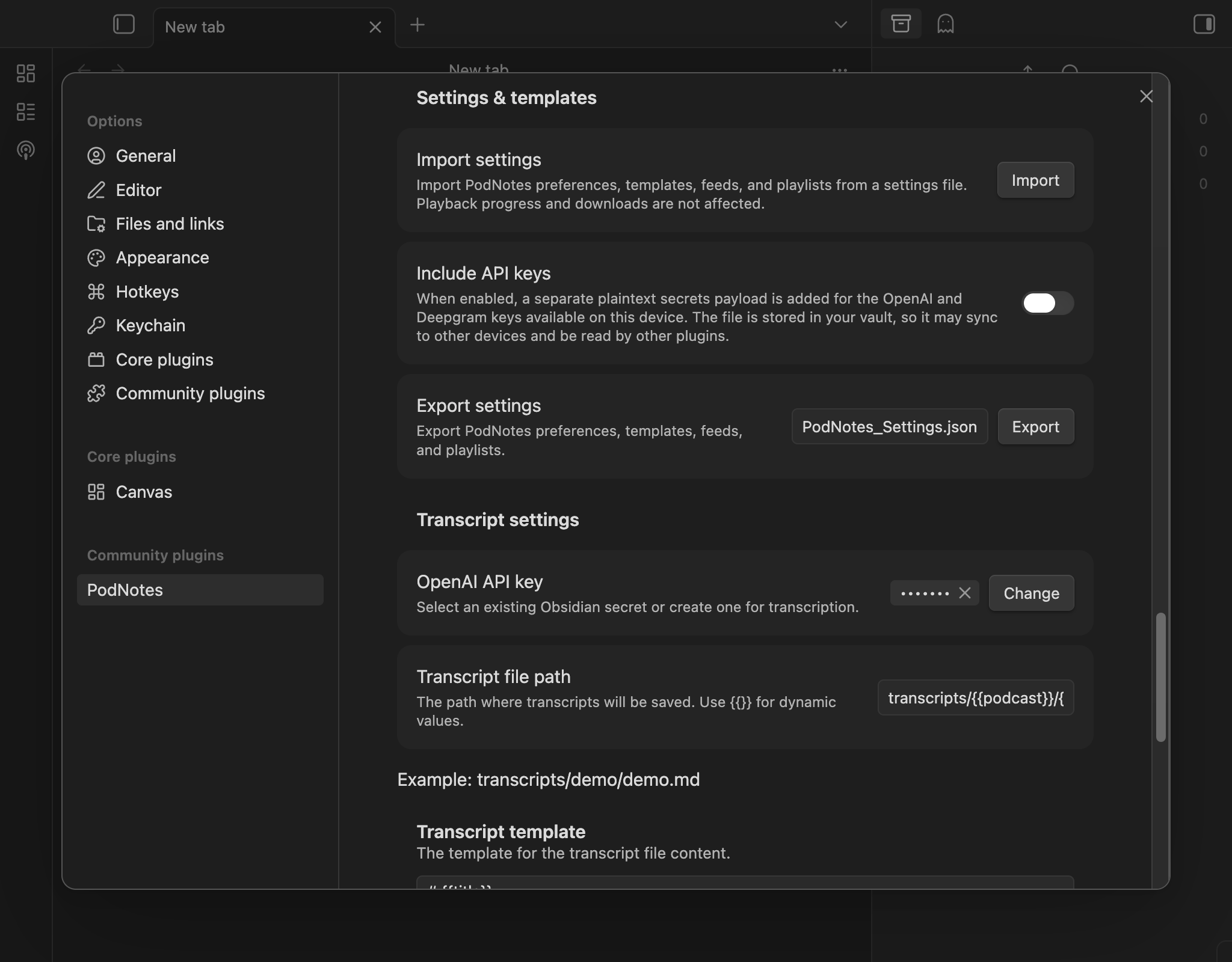 Settings & templates import/export